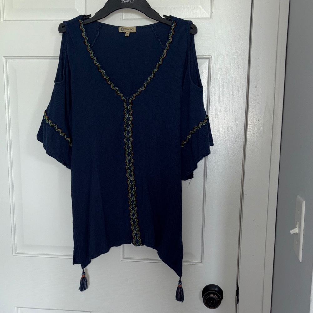 Democracy Deep Blue Tunic with Tassel Accents